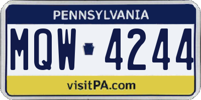 PA license plate MQW4244