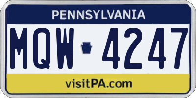 PA license plate MQW4247