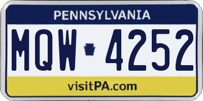 PA license plate MQW4252