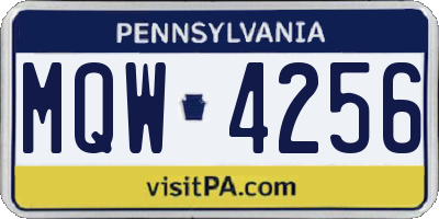 PA license plate MQW4256