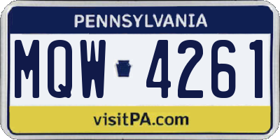 PA license plate MQW4261