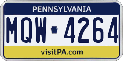 PA license plate MQW4264