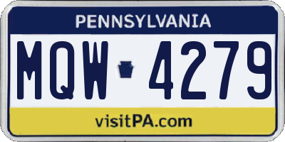PA license plate MQW4279