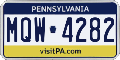 PA license plate MQW4282