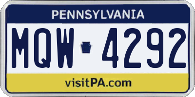 PA license plate MQW4292
