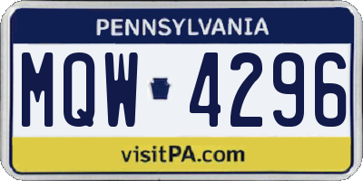 PA license plate MQW4296