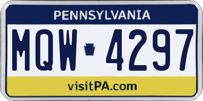 PA license plate MQW4297