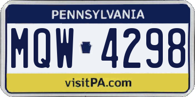 PA license plate MQW4298
