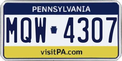 PA license plate MQW4307