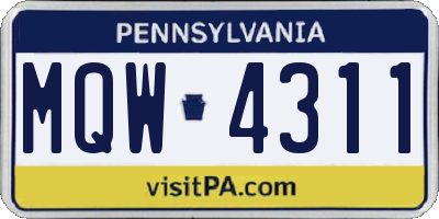 PA license plate MQW4311