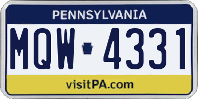 PA license plate MQW4331