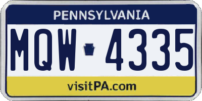 PA license plate MQW4335