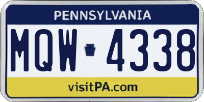 PA license plate MQW4338
