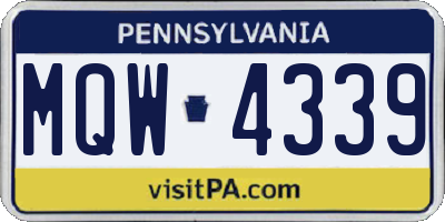 PA license plate MQW4339