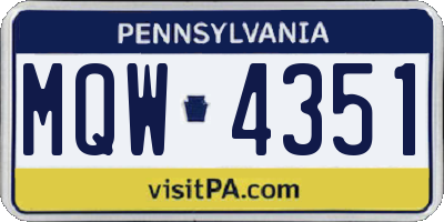 PA license plate MQW4351