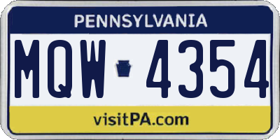 PA license plate MQW4354