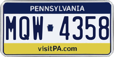 PA license plate MQW4358