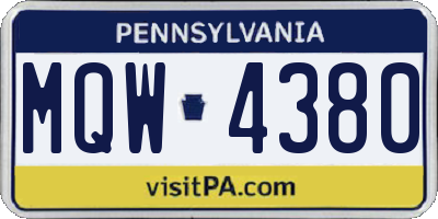 PA license plate MQW4380