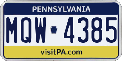 PA license plate MQW4385