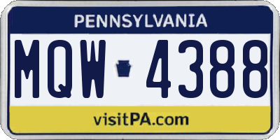 PA license plate MQW4388