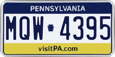 PA license plate MQW4395