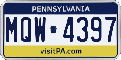 PA license plate MQW4397