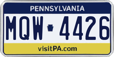 PA license plate MQW4426