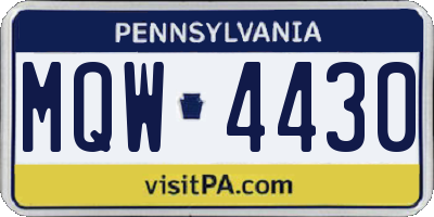 PA license plate MQW4430