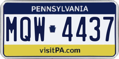 PA license plate MQW4437