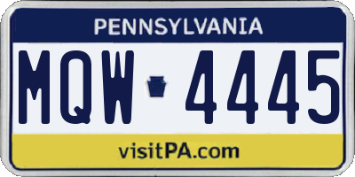 PA license plate MQW4445