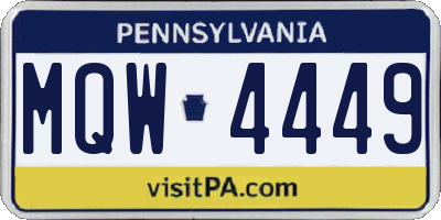 PA license plate MQW4449