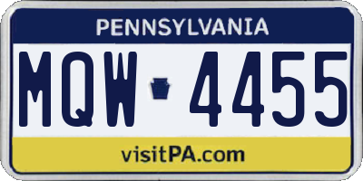 PA license plate MQW4455