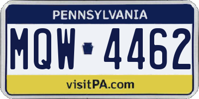 PA license plate MQW4462