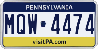PA license plate MQW4474