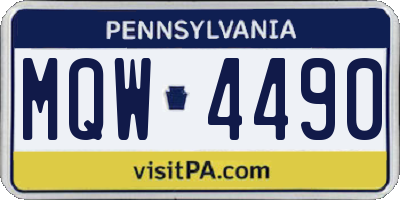 PA license plate MQW4490