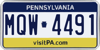 PA license plate MQW4491