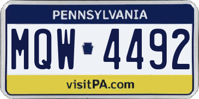 PA license plate MQW4492