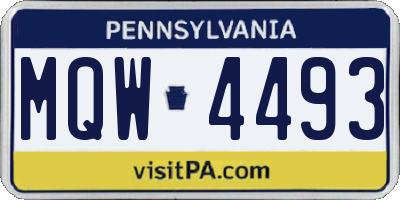 PA license plate MQW4493