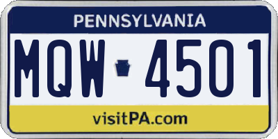 PA license plate MQW4501