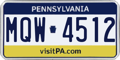 PA license plate MQW4512