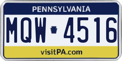 PA license plate MQW4516
