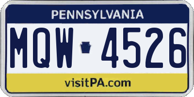 PA license plate MQW4526
