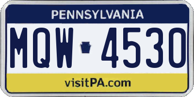 PA license plate MQW4530