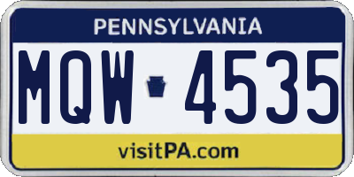 PA license plate MQW4535