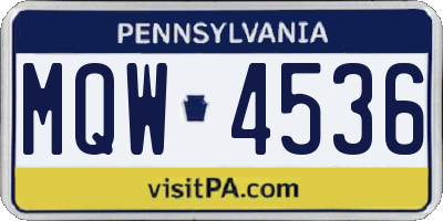 PA license plate MQW4536