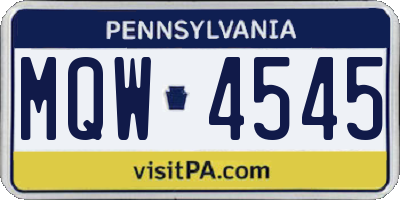 PA license plate MQW4545
