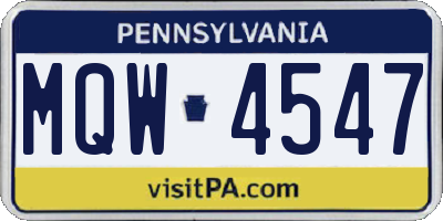 PA license plate MQW4547