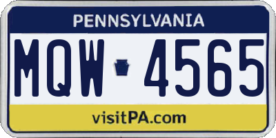PA license plate MQW4565