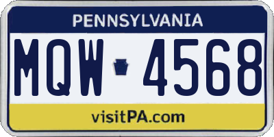PA license plate MQW4568