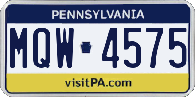 PA license plate MQW4575